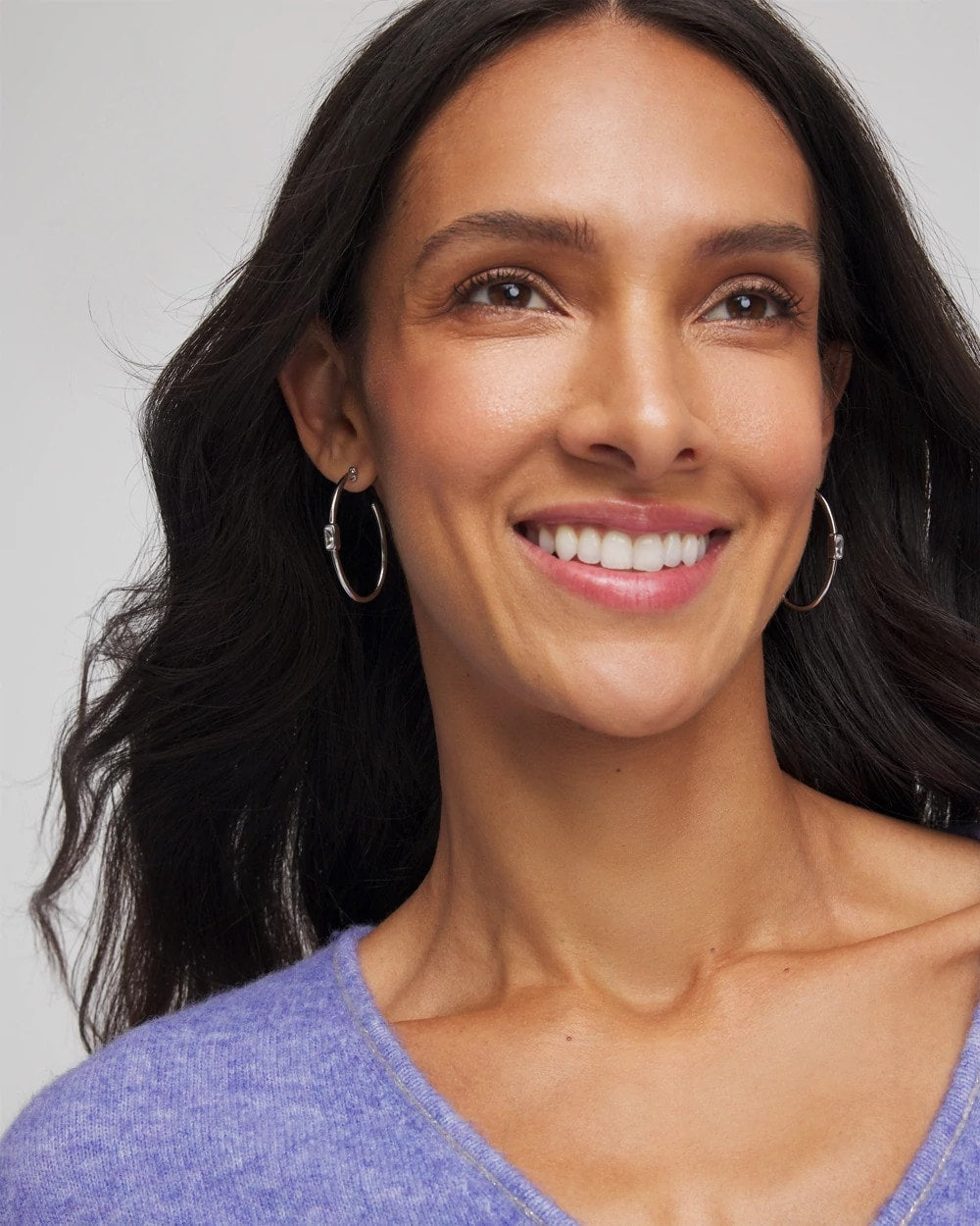 Chico's - Silver Oval Hoop Earrings
