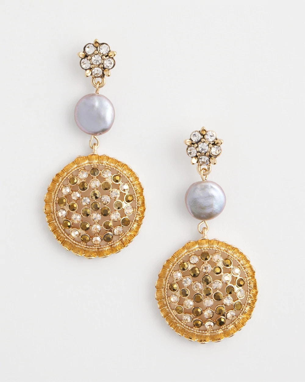 Chico's - Gold Medallion Drop Earrings