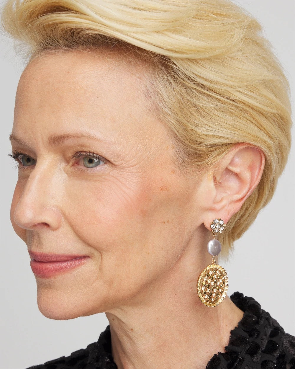 Chico's - Gold Medallion Drop Earrings