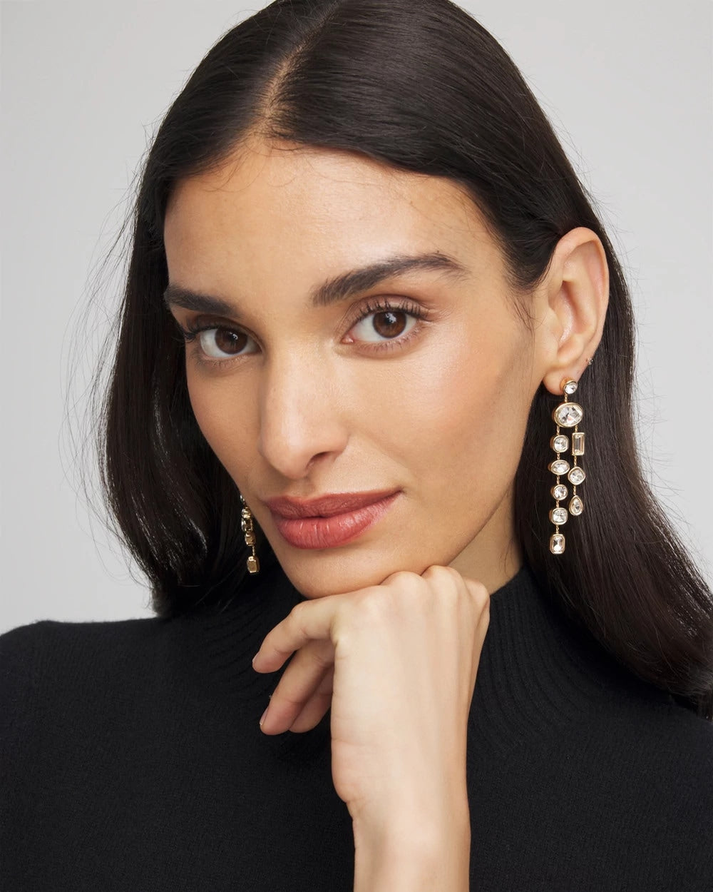 Chico's - Bezel Set Linear Goldtone Earrings