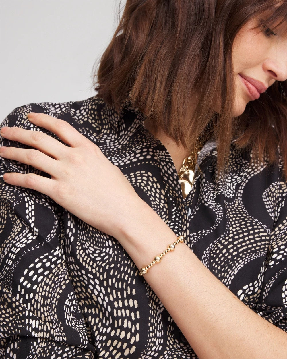 Chico's - Gold-tone Medium Bead Stretch Bracelet