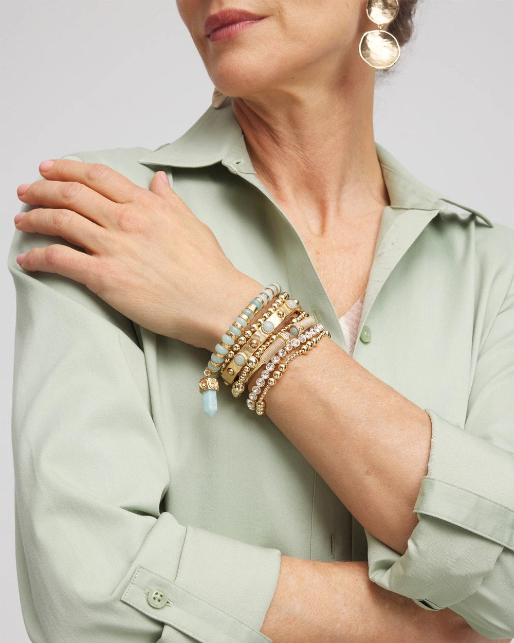 Chico's - Gold-tone Small Bead Stretch Bracelet