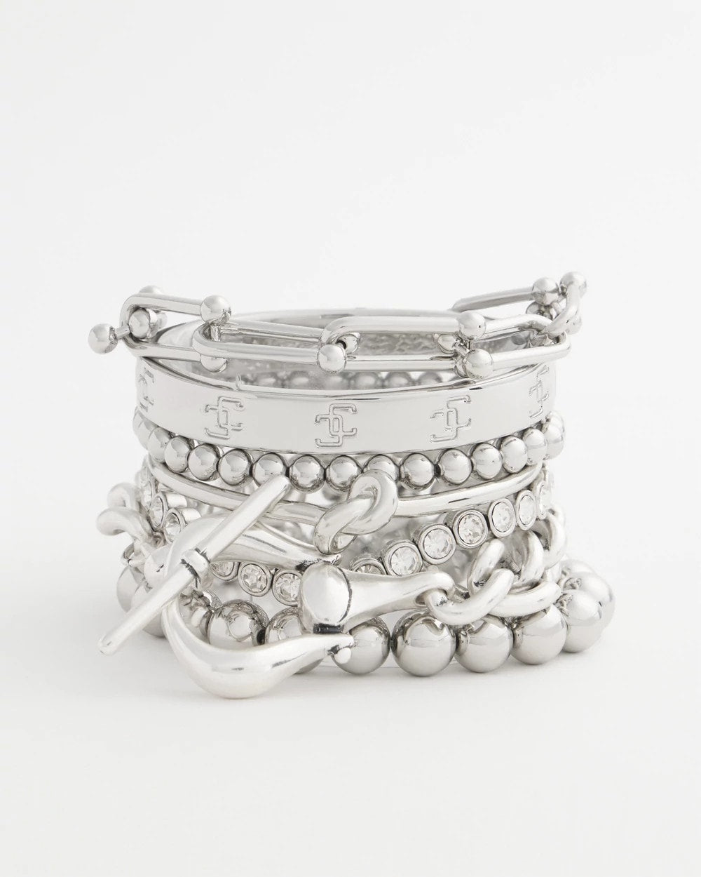 Chico's - Small Beaded Silver Tone Stretch Bracelet