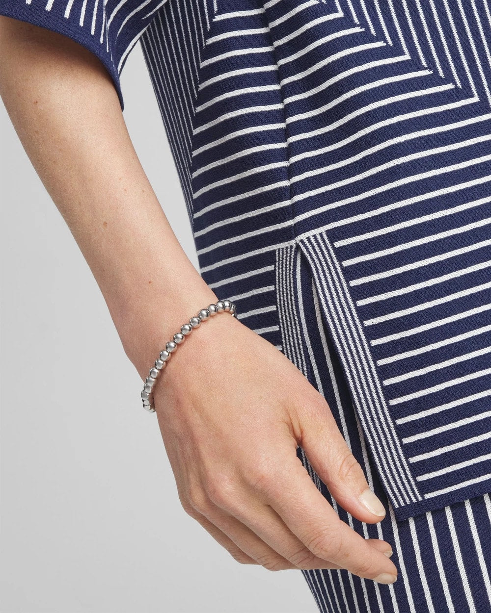 Chico's - Small Beaded Silver Tone Stretch Bracelet