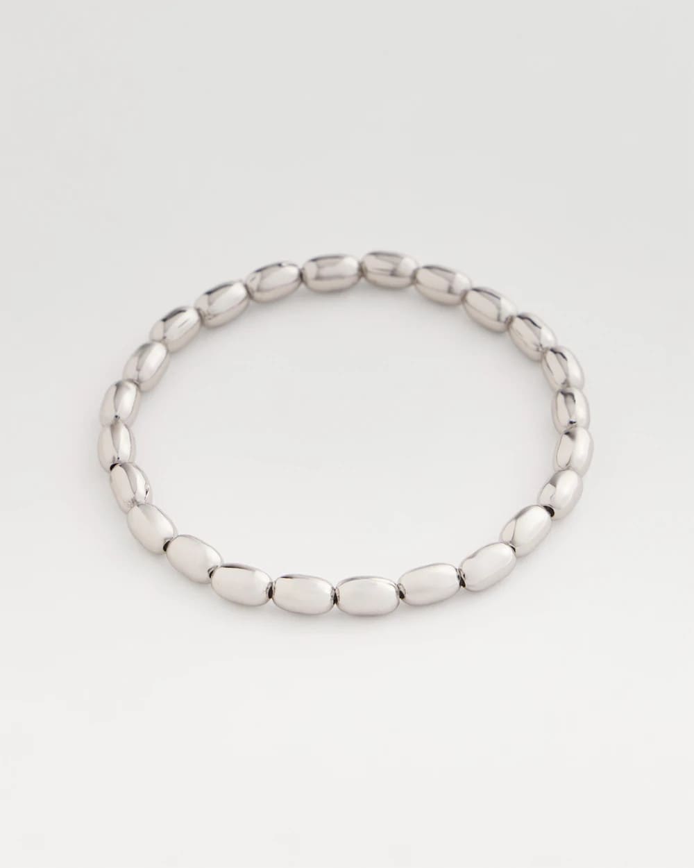 Chico's - Silvertone Oval Beaded Stretch Bracelet