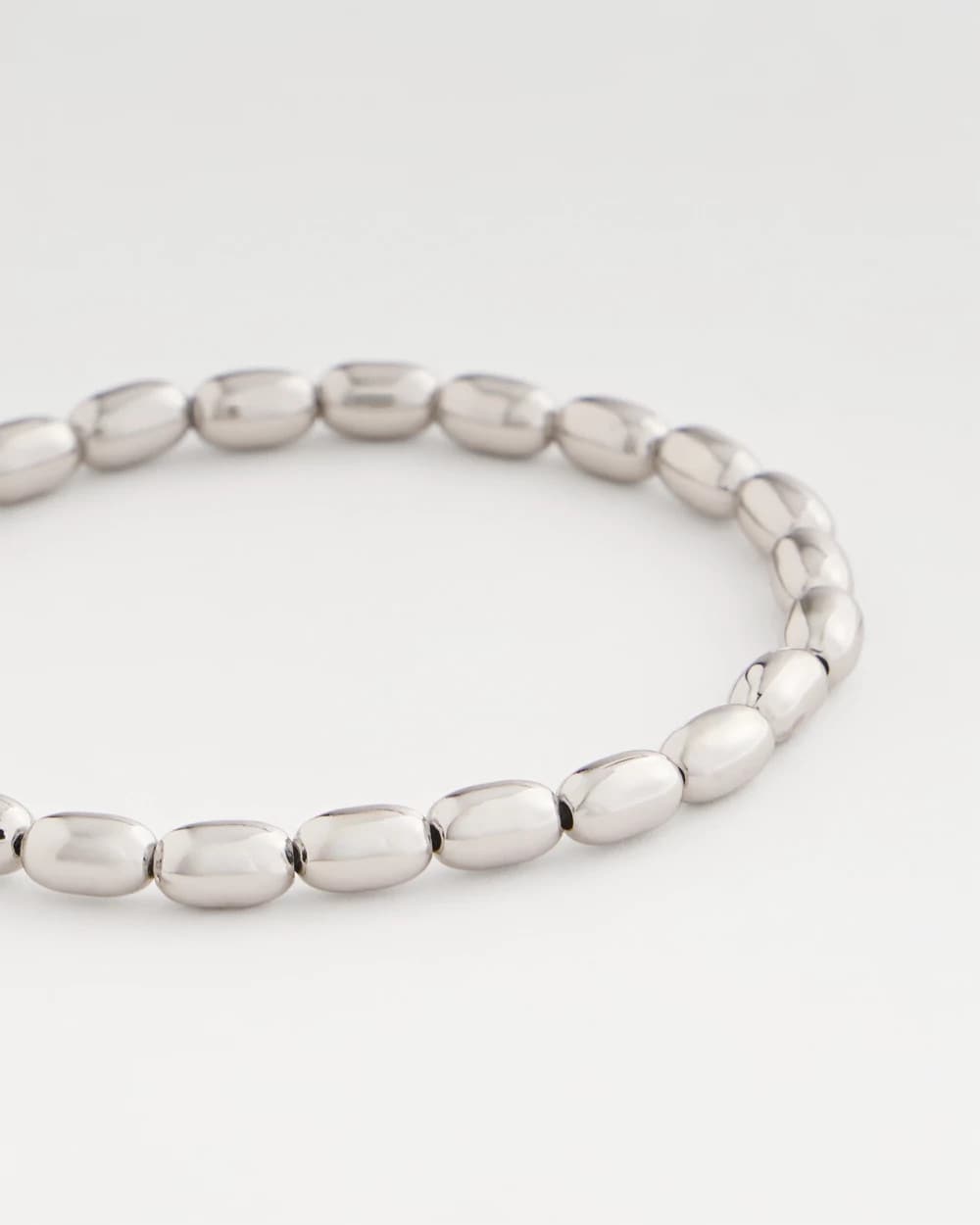 Chico's - Silvertone Oval Beaded Stretch Bracelet