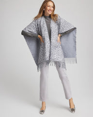 Chico's - Reversible Animal Print Fringe Ruana