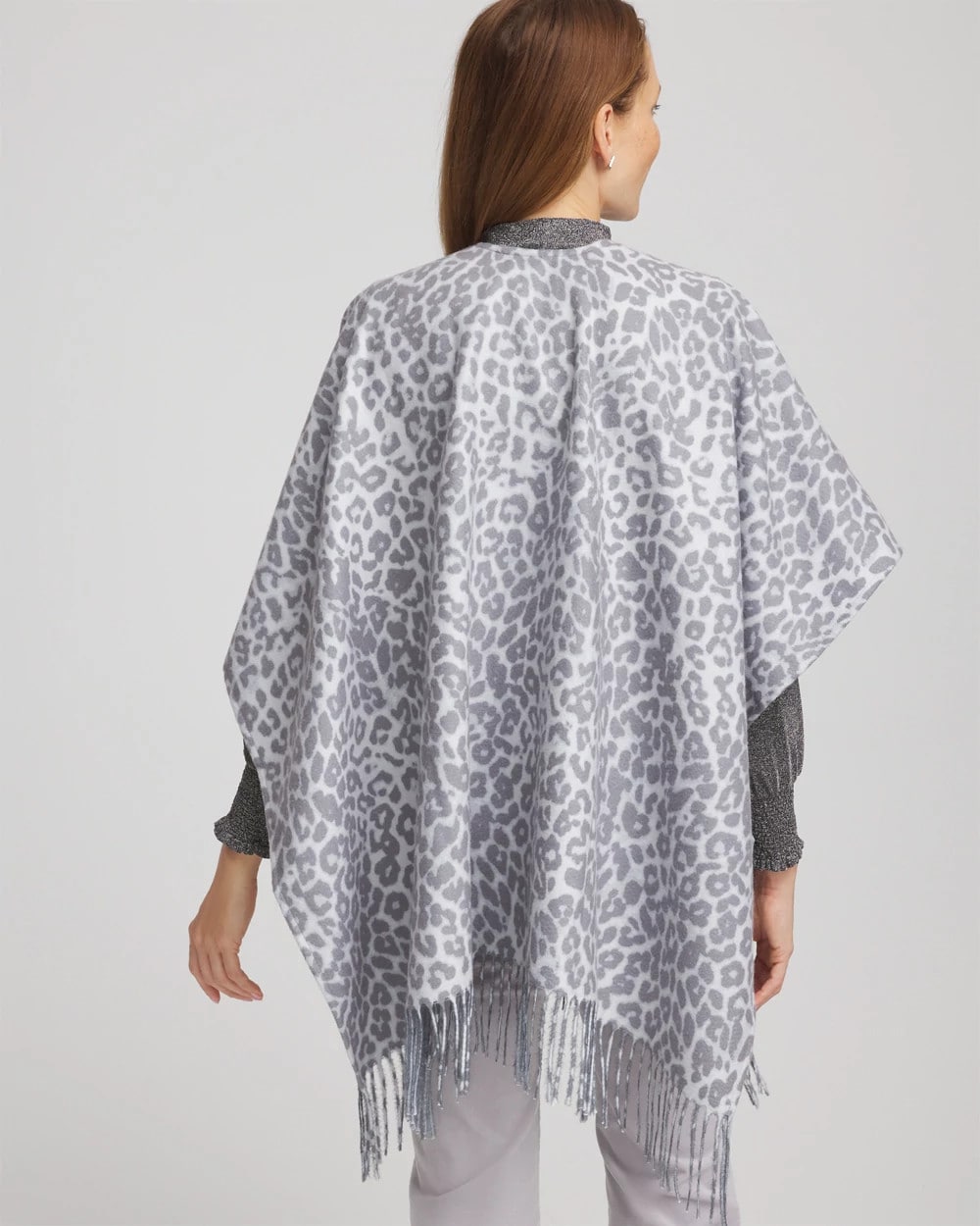 Chico's - Reversible Animal Print Fringe Ruana
