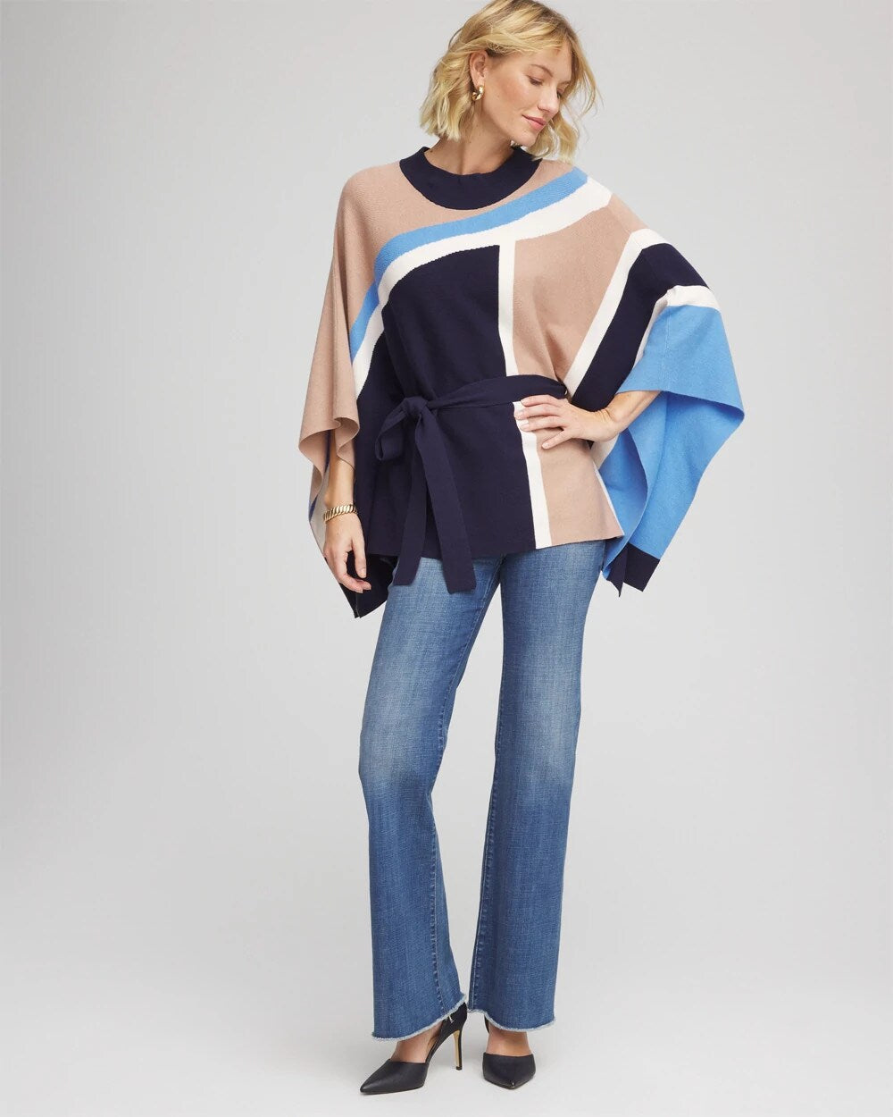 Chico's - Belted Colorblock Poncho