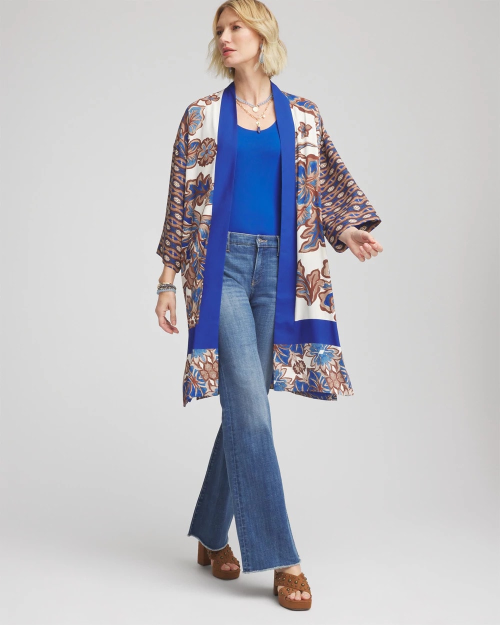 Chico's - Crepe Long Printed Kimono