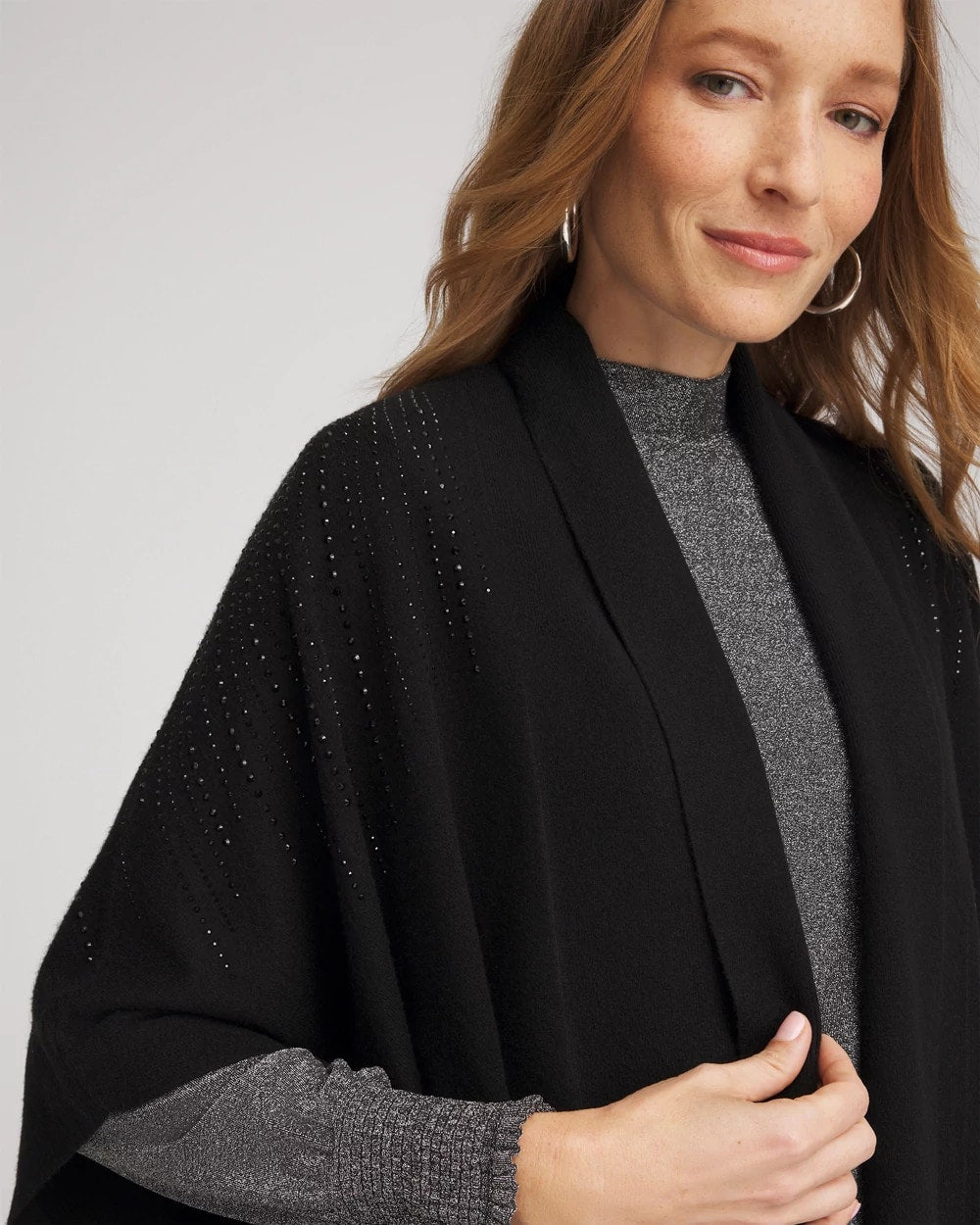 Chico's - Embellished Shawl Collar Ruana