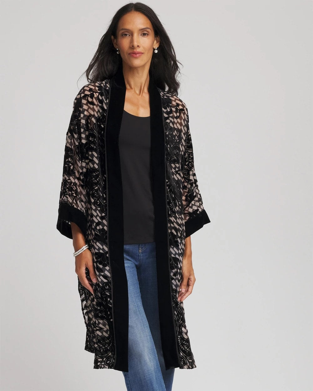 Chico's - Art Deco Burnout Kimono
