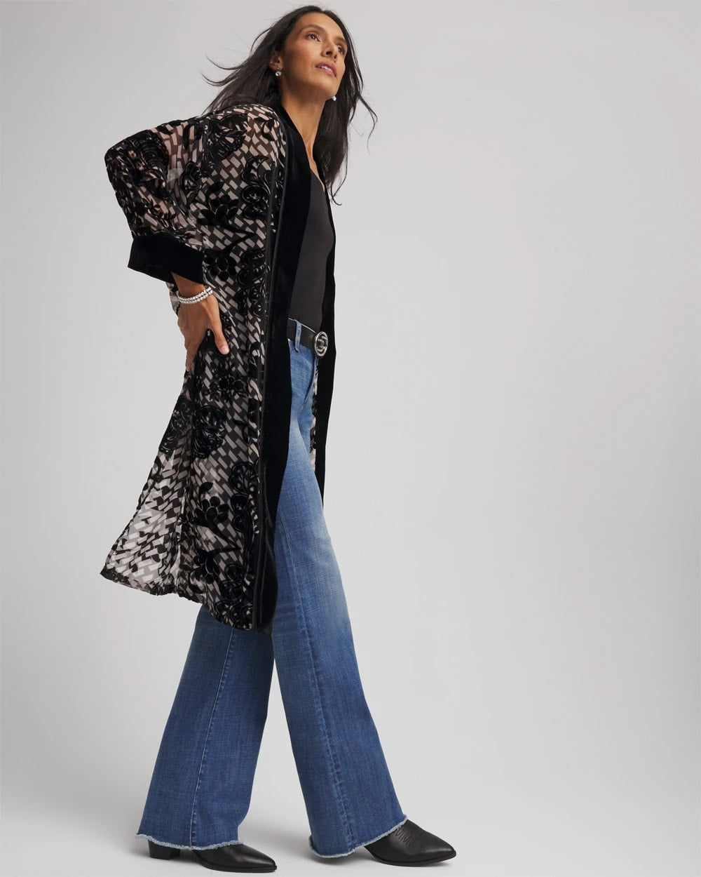 Chico's - Art Deco Burnout Kimono