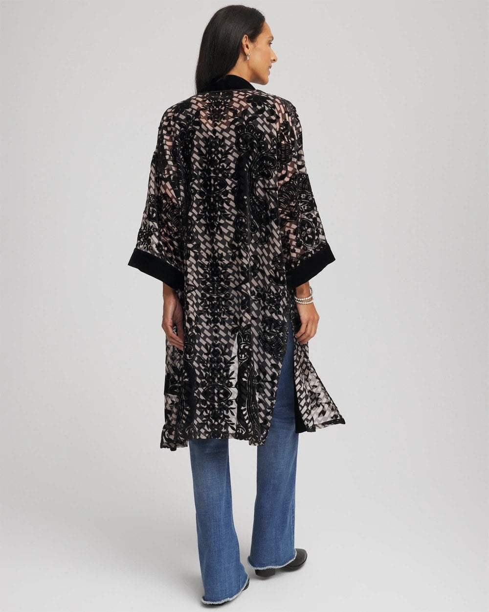 Chico's - Art Deco Burnout Kimono