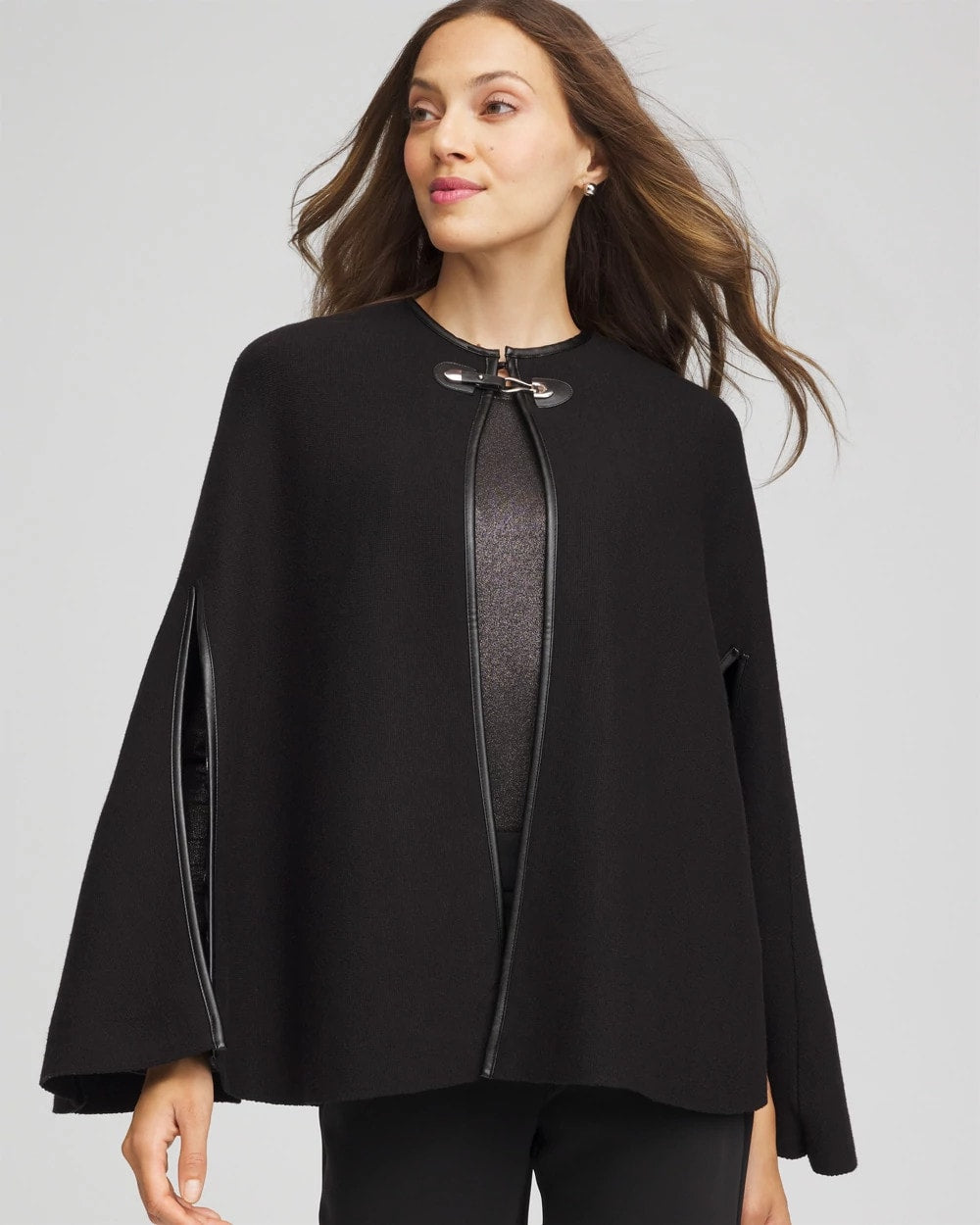 Chico's - Faux Leather Trim Cape