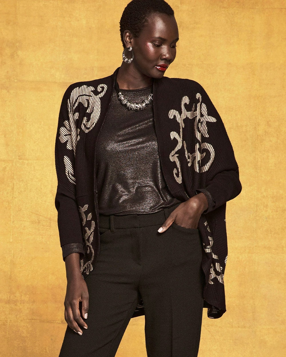 Chico's - Ottoman Jacquard Cocoon Cardigan