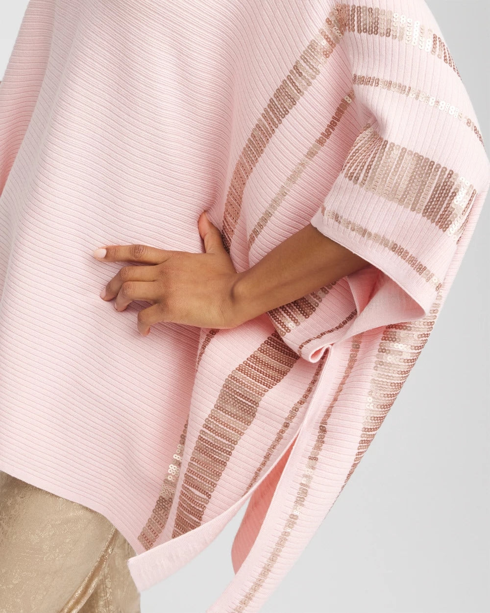 Chico's - Sequin Striped Sweater Poncho
