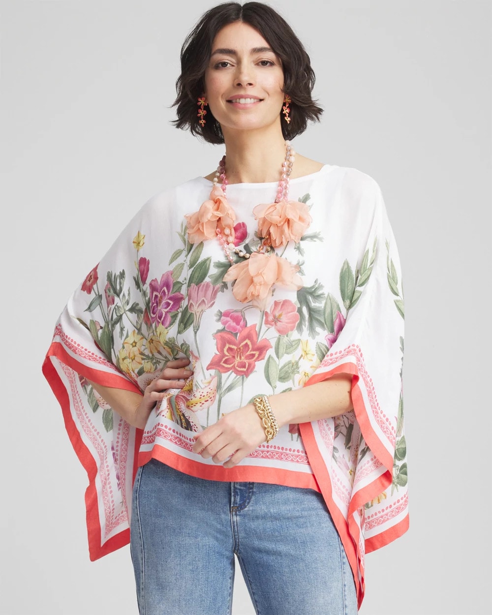 Chico's - Wildflower Crepe Boatneck Poncho