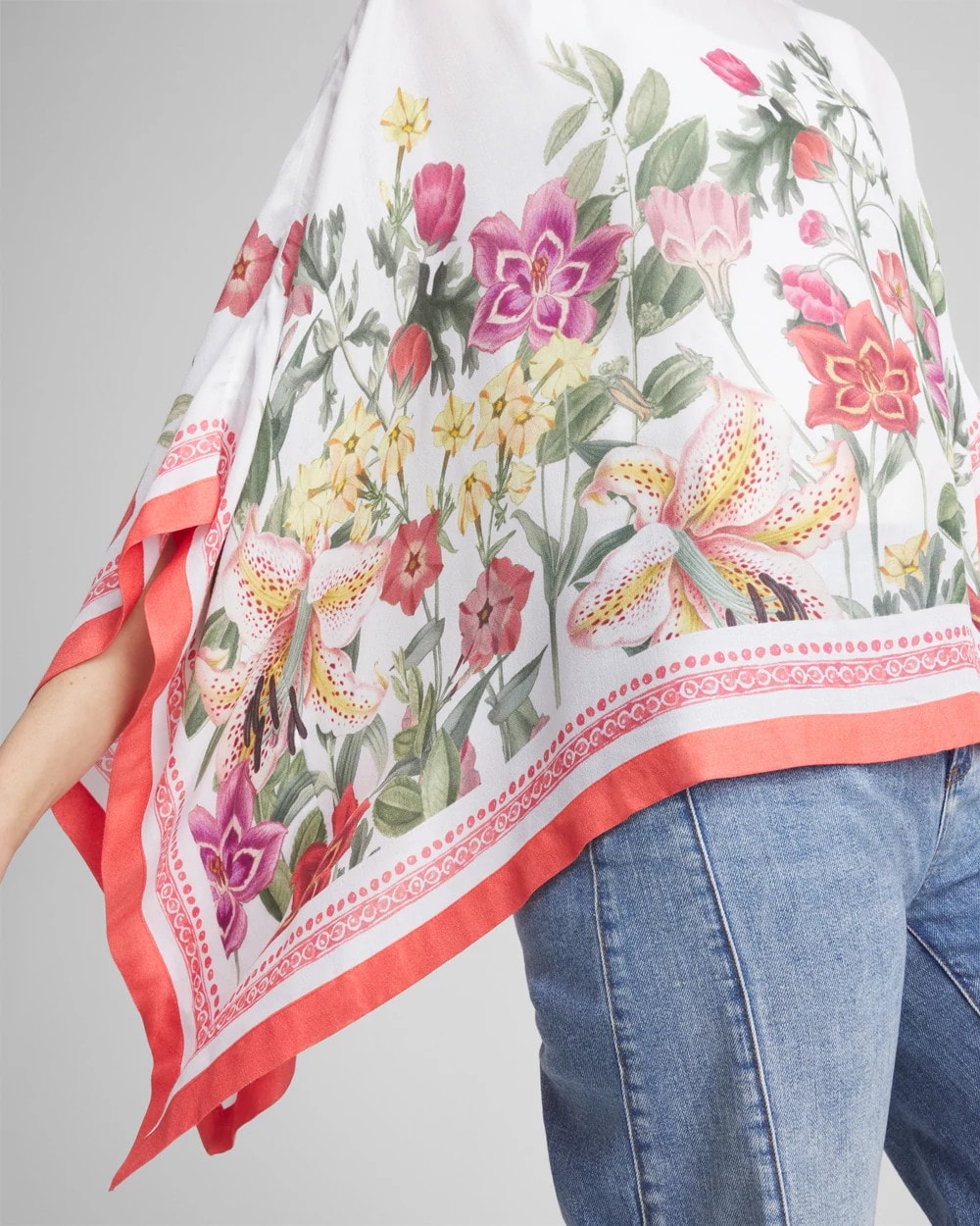 Chico's - Wildflower Crepe Boatneck Poncho
