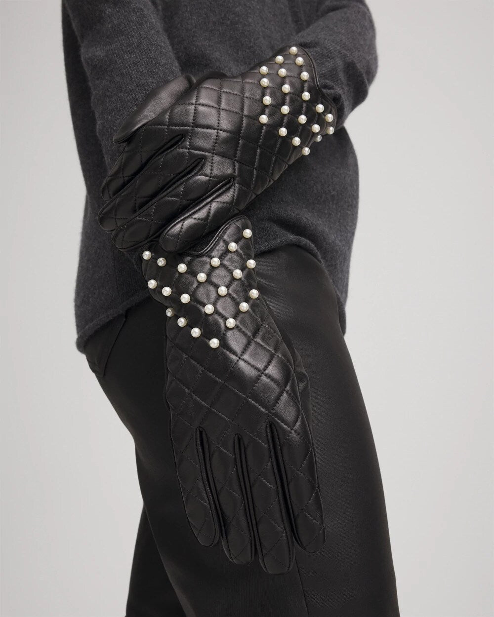 Chico's - Leather Pearl Quilted Gloves