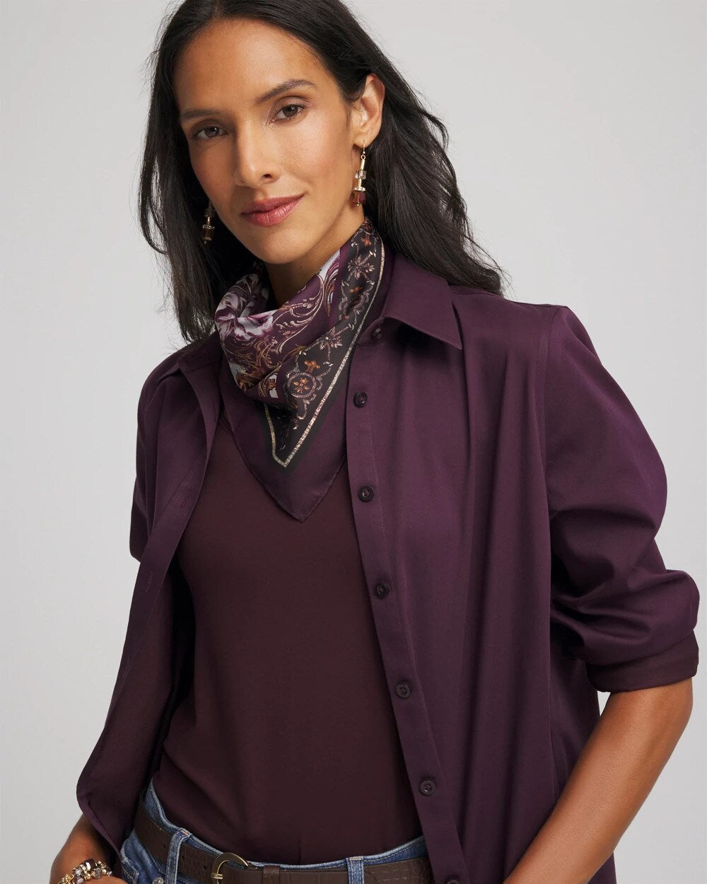 Chico's - Frosty Floral Square Neckerchief Scarf