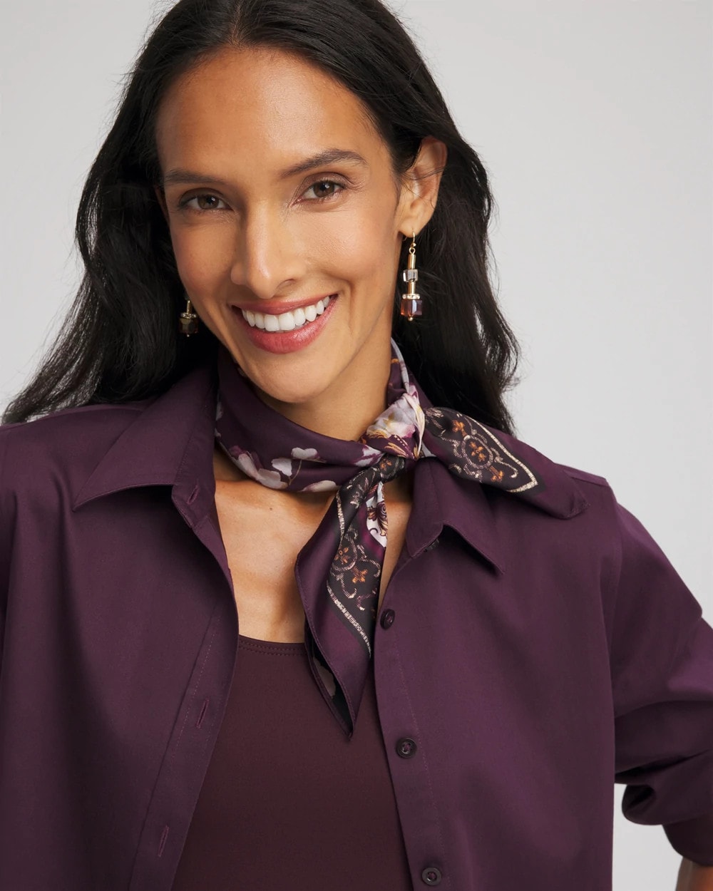 Chico's - Frosty Floral Square Neckerchief Scarf