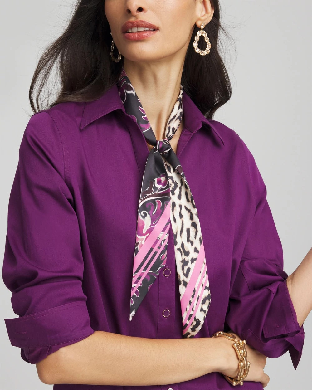 Chico's - Floral Animal Print Skinny Scarf