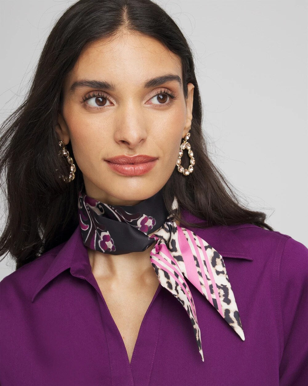 Chico's - Floral Animal Print Skinny Scarf