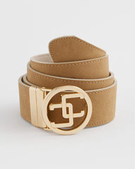 Chico's - Faux Suede Reversible Chico's Logo Trouser Belt
