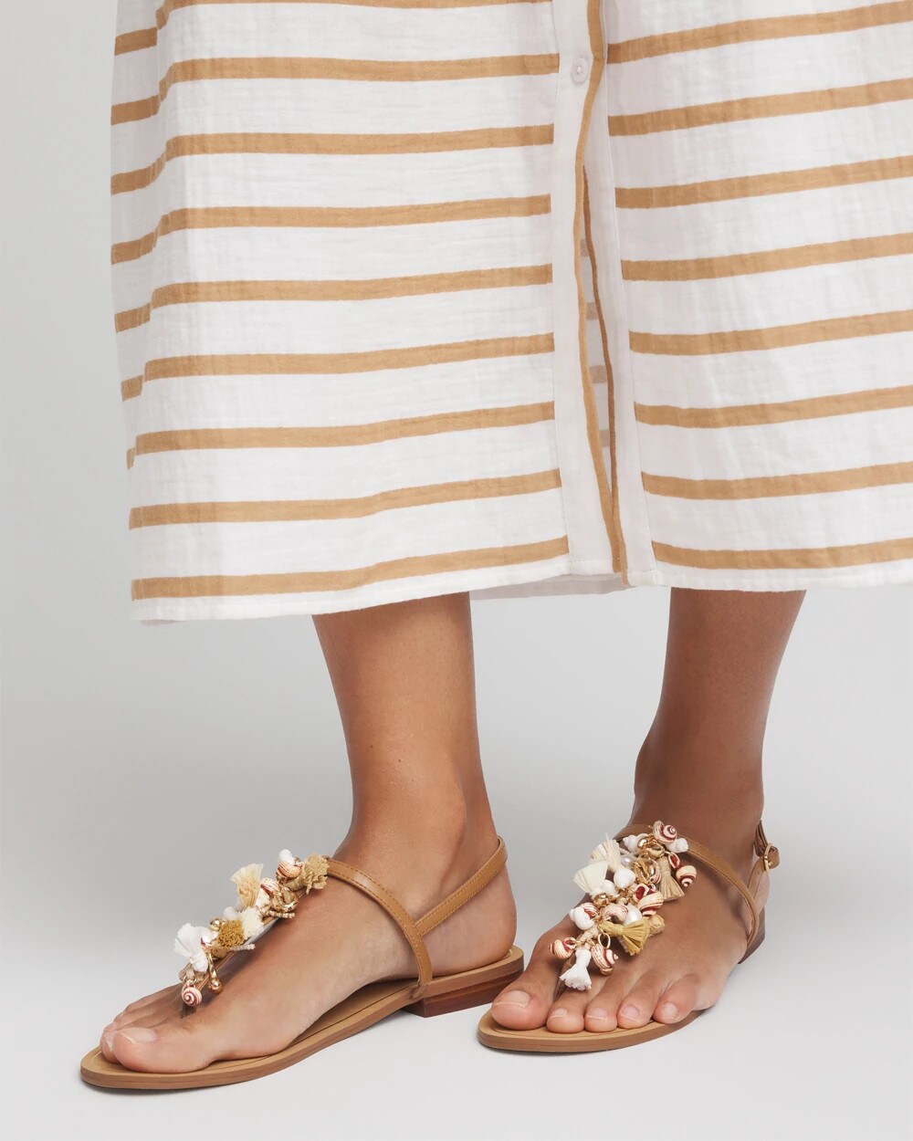 Chico's - Beach Seashell T-Strap Sandals