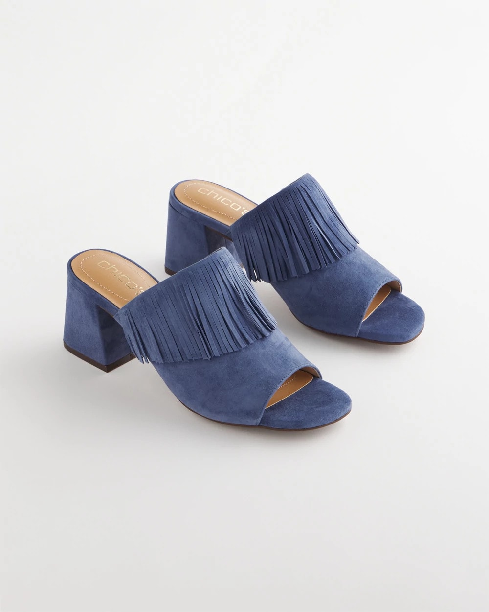 Chico's - Blue Lotus Suede Fringe Block Heels