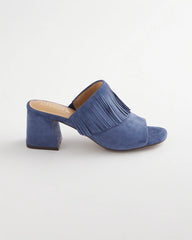 Chico's - Blue Lotus Suede Fringe Block Heels