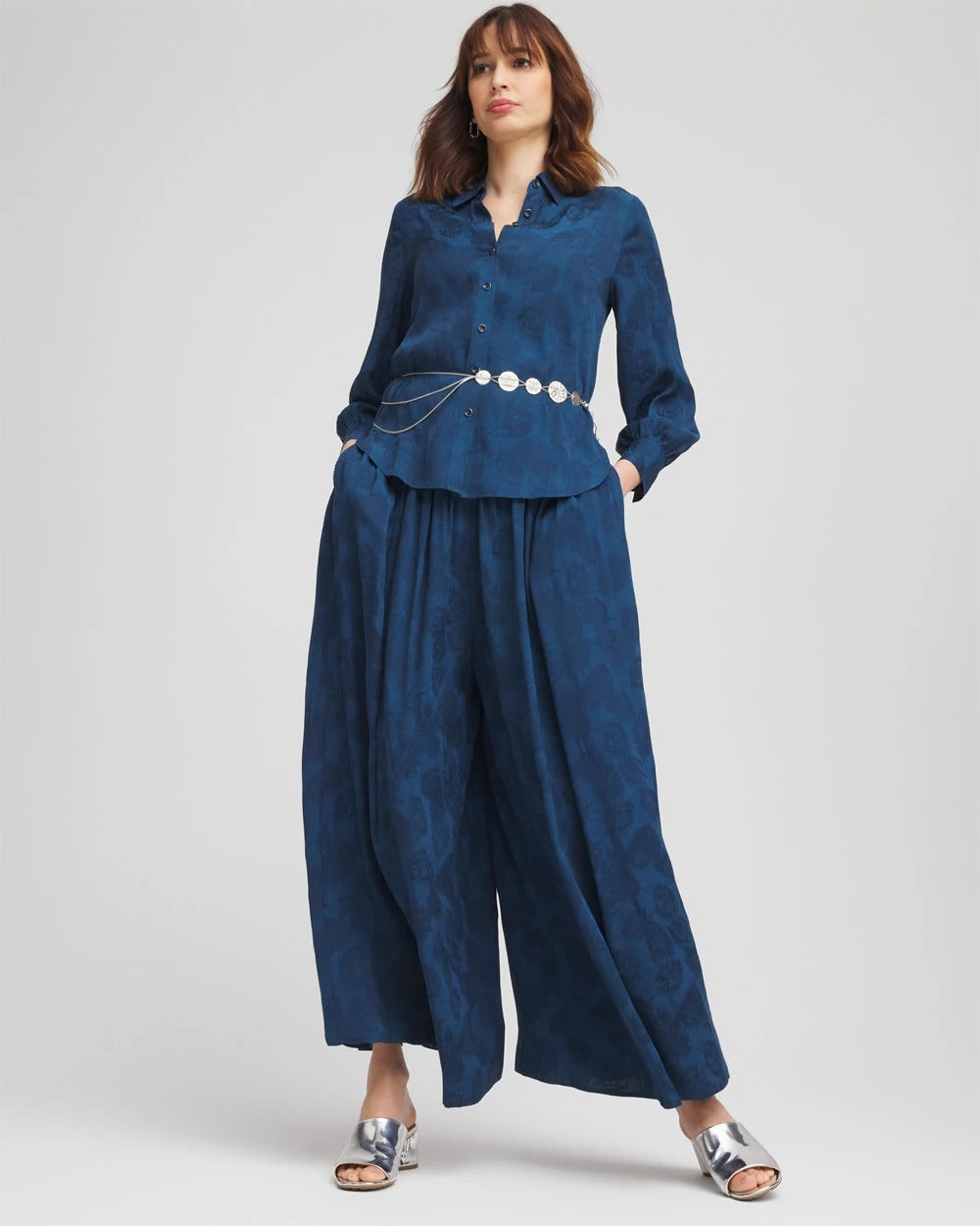 Chico's - Petite Jacquard Culotte Wide-Leg Pants
