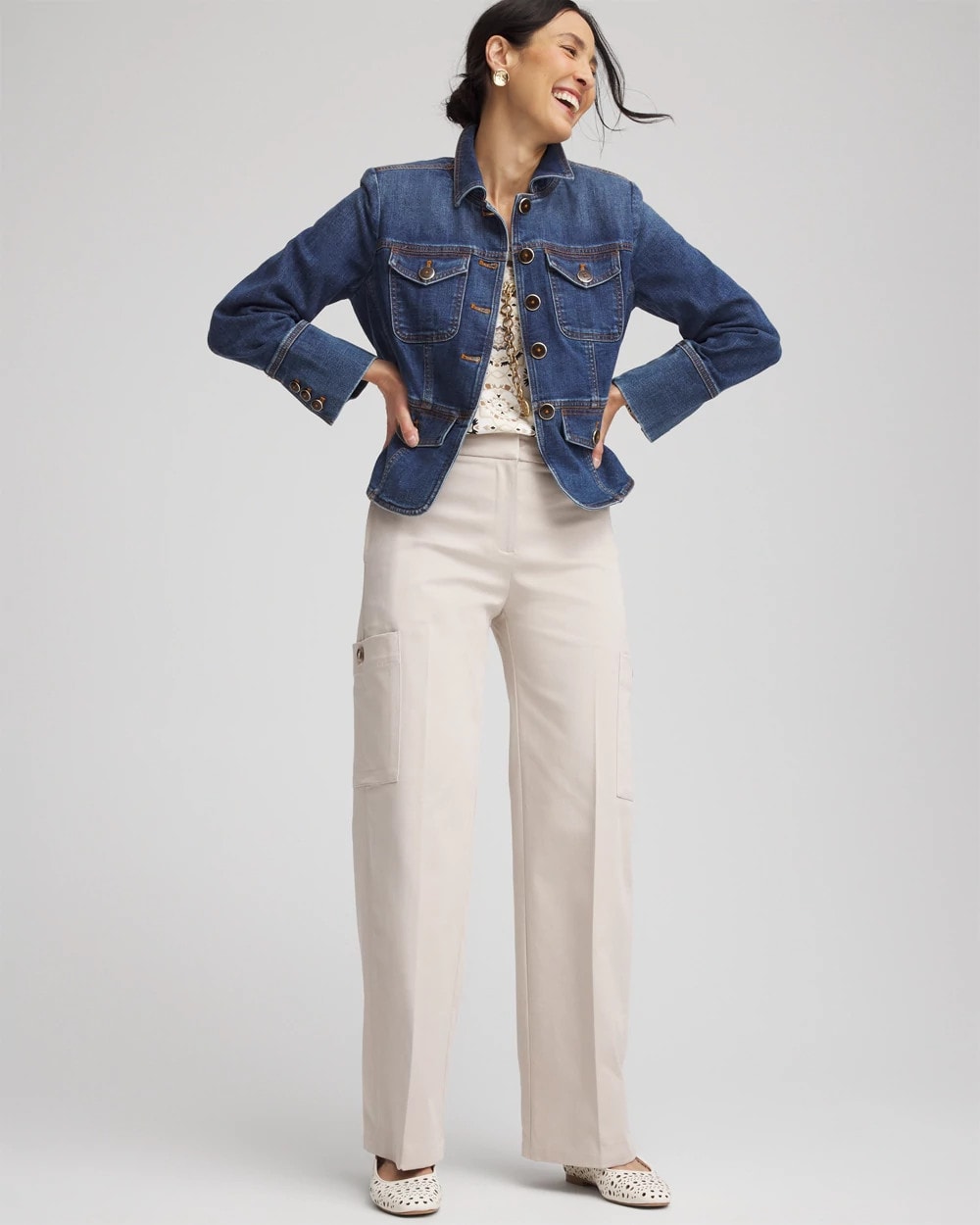 Chico's - Petite Sateen Cargo Pants