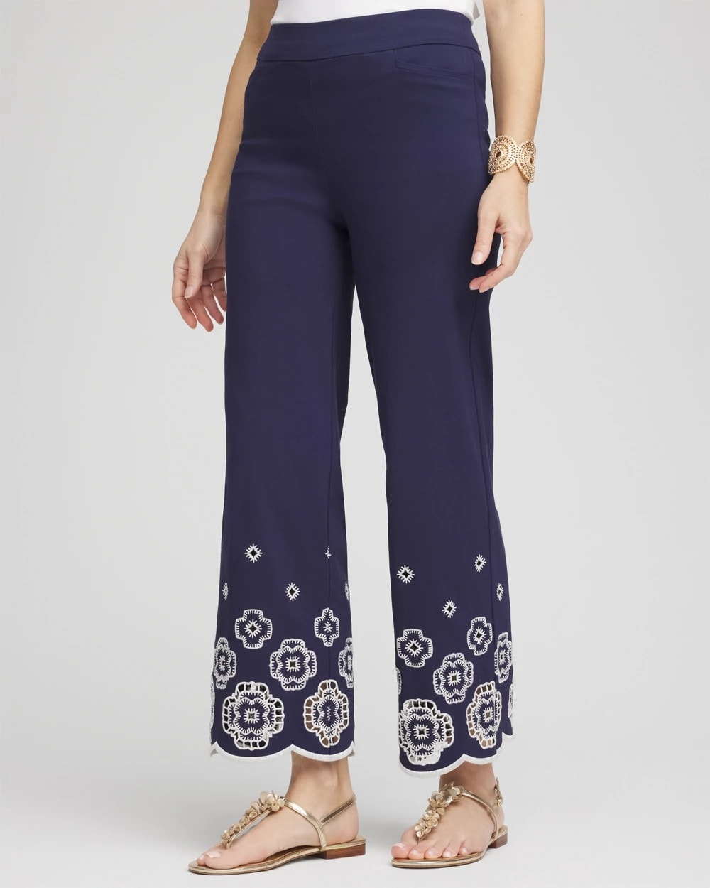 Chico's - Petite Brigitte™ 180 Embroidered Wide-Leg Cropped Pants