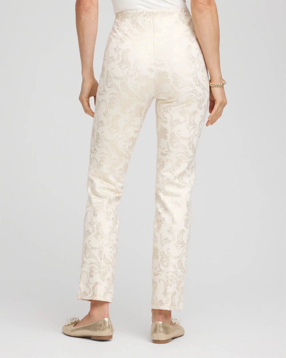 Chico's - Petite Juliet Golden Foiled Slim Ankle Pants