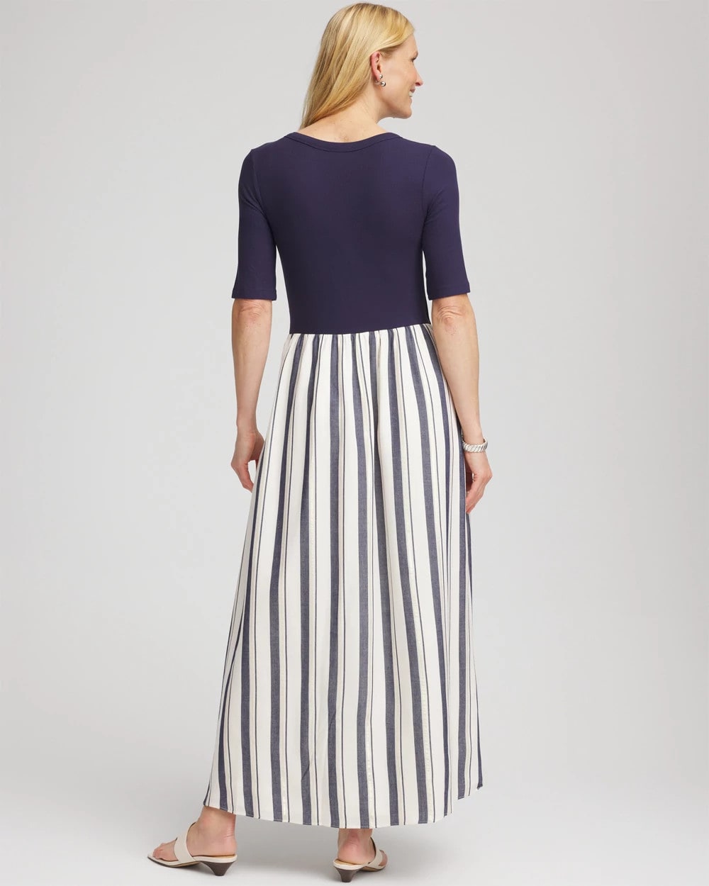 Chico's - Petite Mixed Metallic Striped Maxi Dress