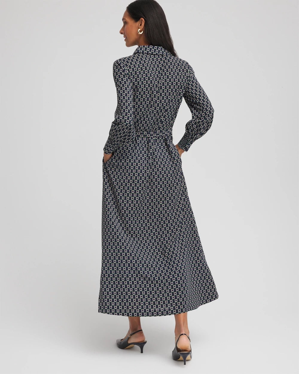 Chico's - Petite Chain Print Maxi Shirtdress