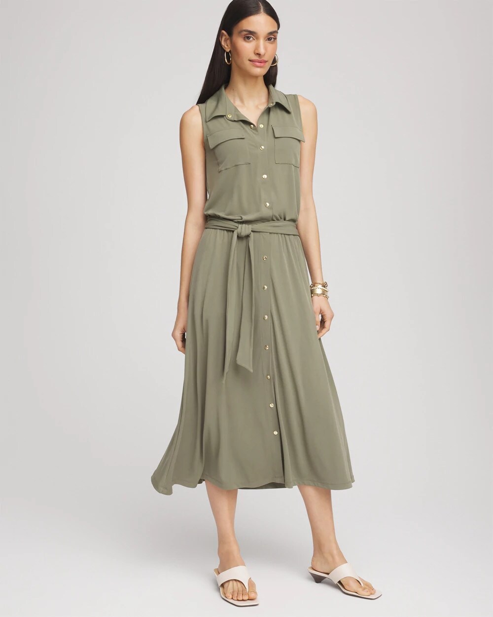 Chico's - Petite Travelers™ Knit Sleeveless Shirtdress
