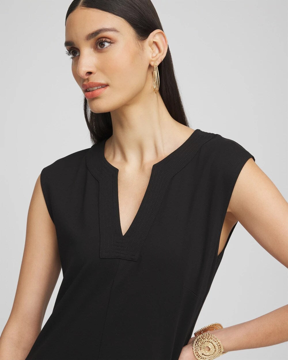 Chico's - Petite Trapunto Placket Midi Dress