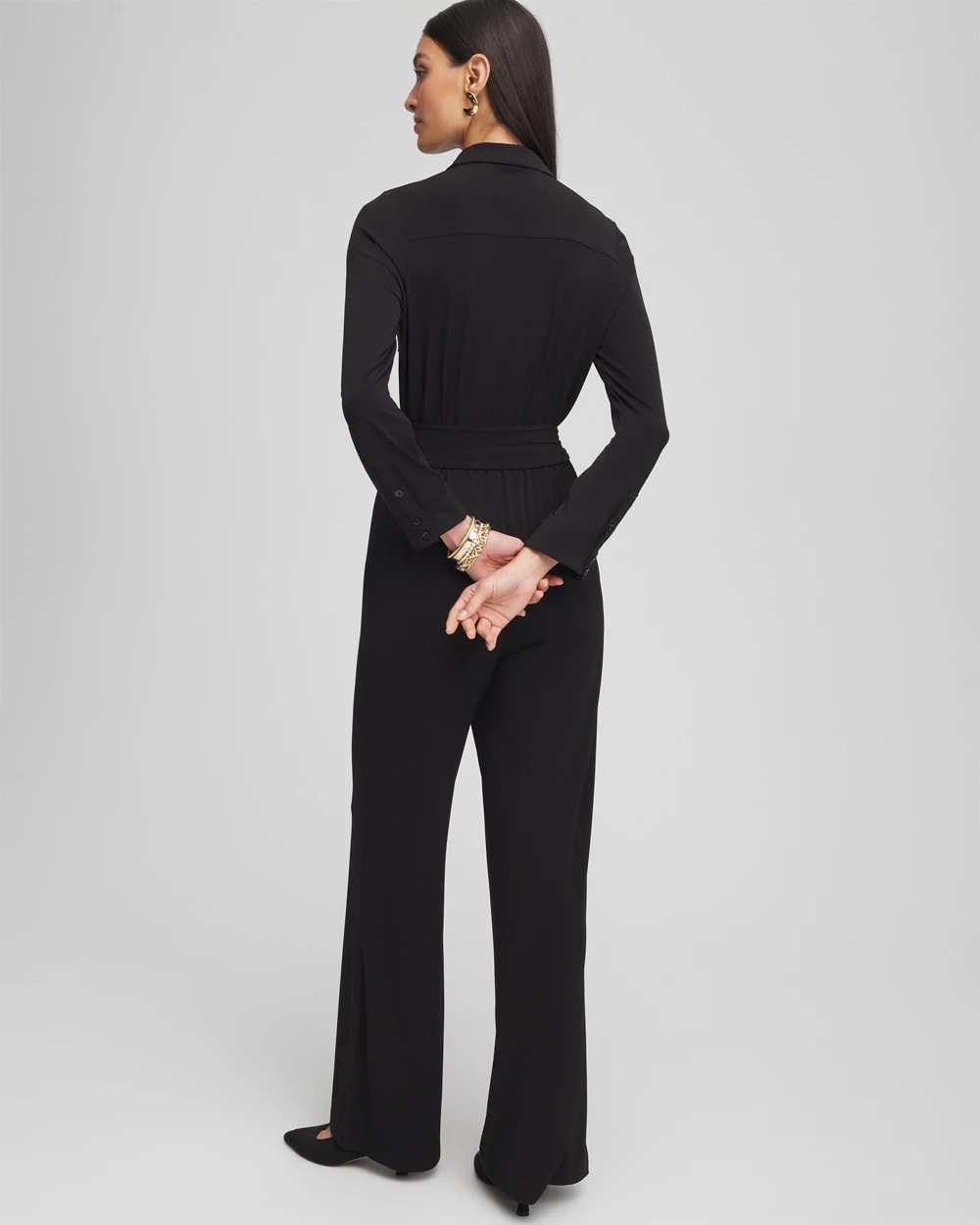 Chico's - Petite Belted Jersey Maxi Jumpsuit
