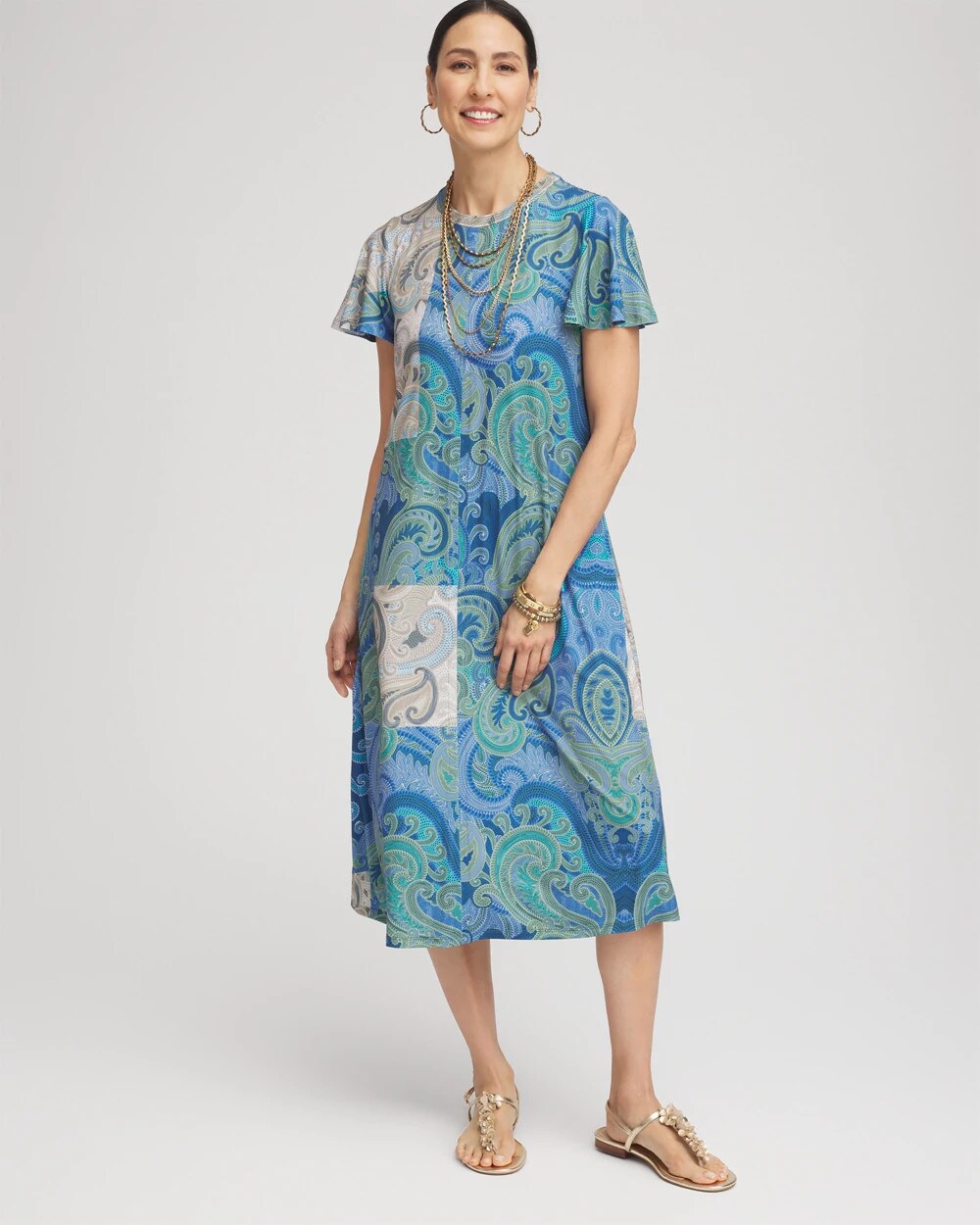 Chico's - Petite Trapunto Midi Jersey-Knit Dress