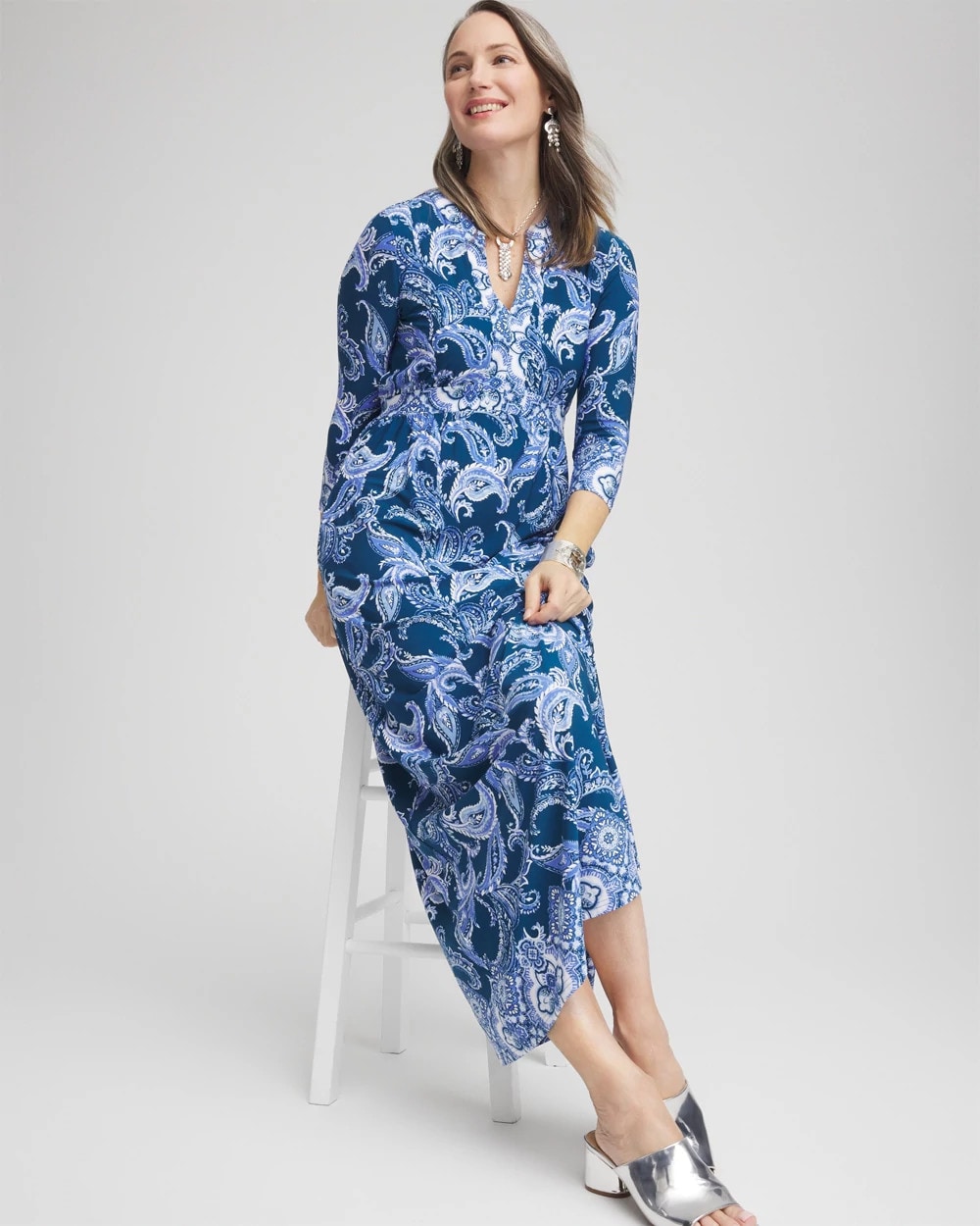 Chico's - Petite Long Sleeved Jersey Maxi Dress