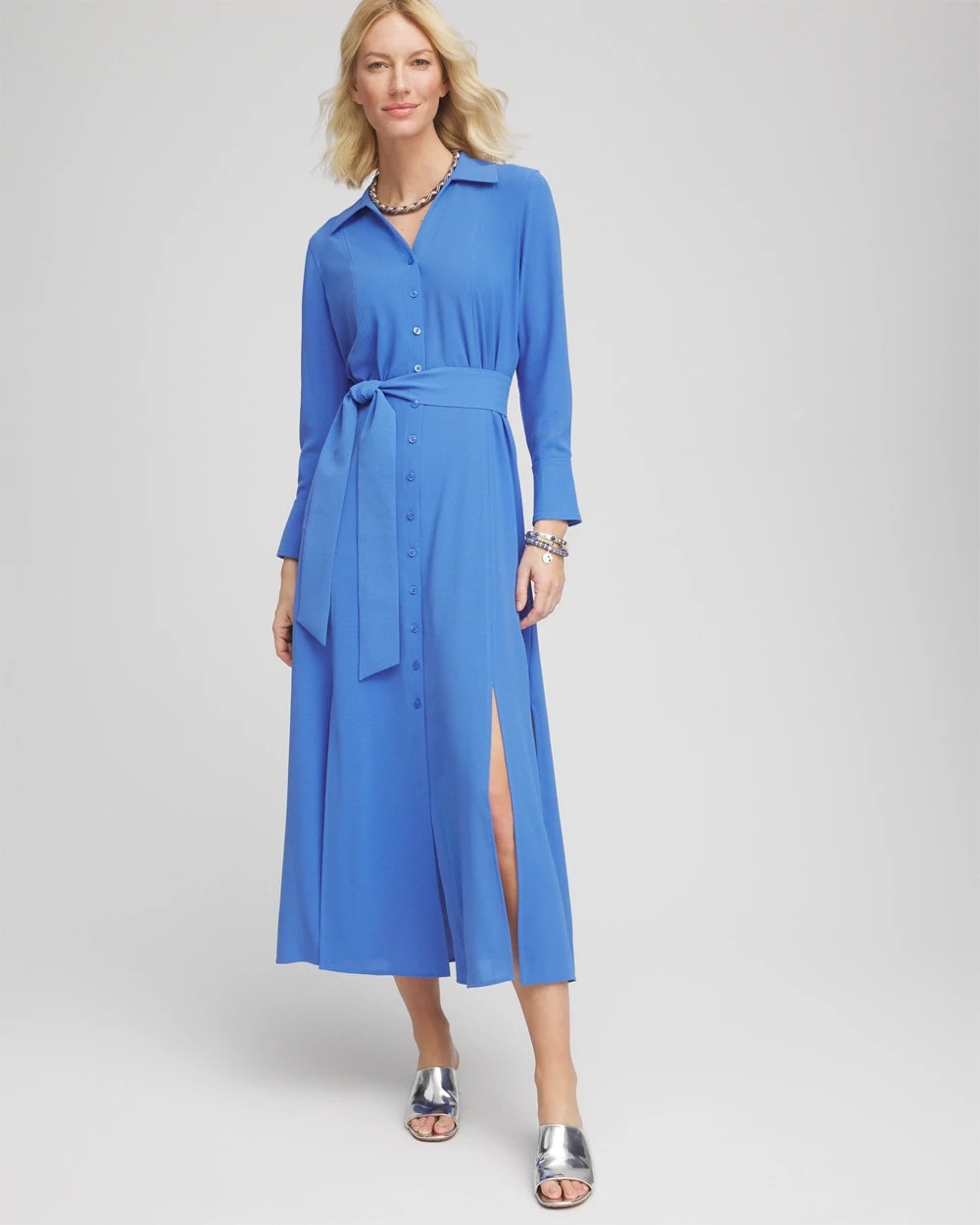 Chico's - Belted Split Hem Maxi Shirtdress