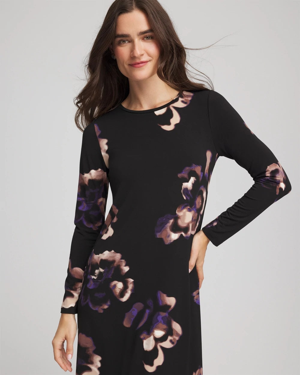 Chico's - Petite Floral Boatneck Column Maxi Dress