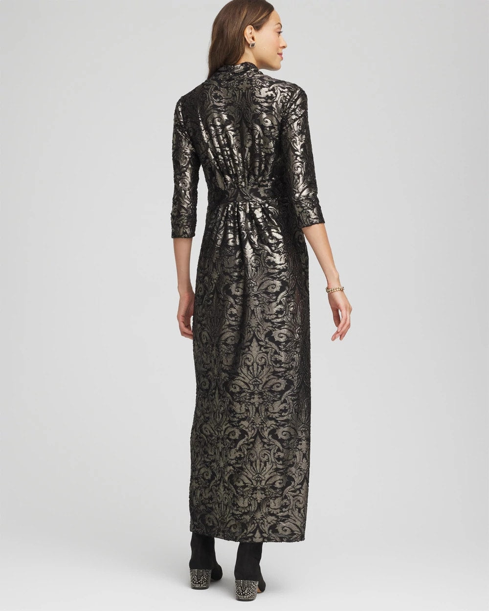 Chico's - Petite Foiled Knit Pleated Maxi Dress