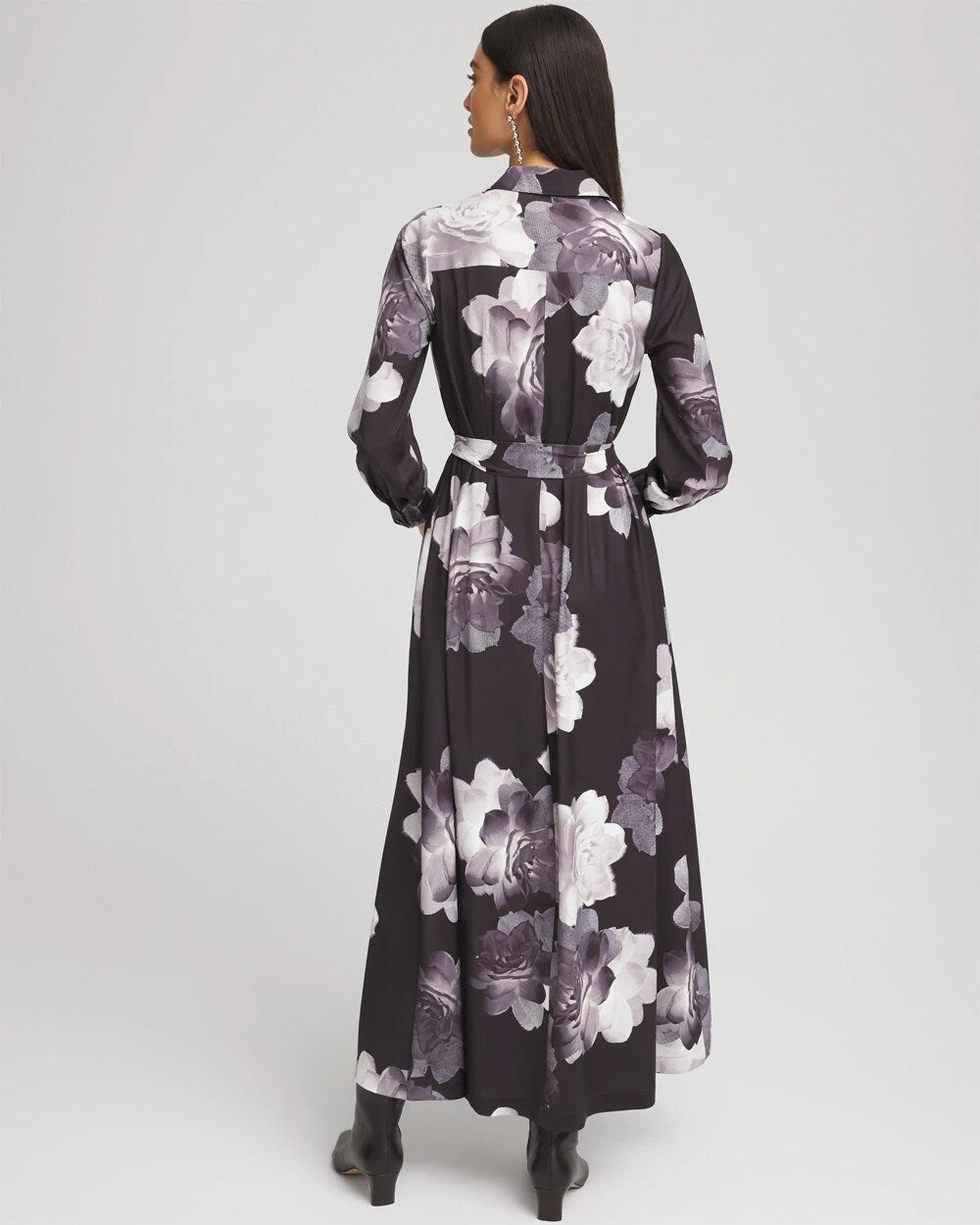 Chico's - Petite Floral Print Maxi Shirt Dress