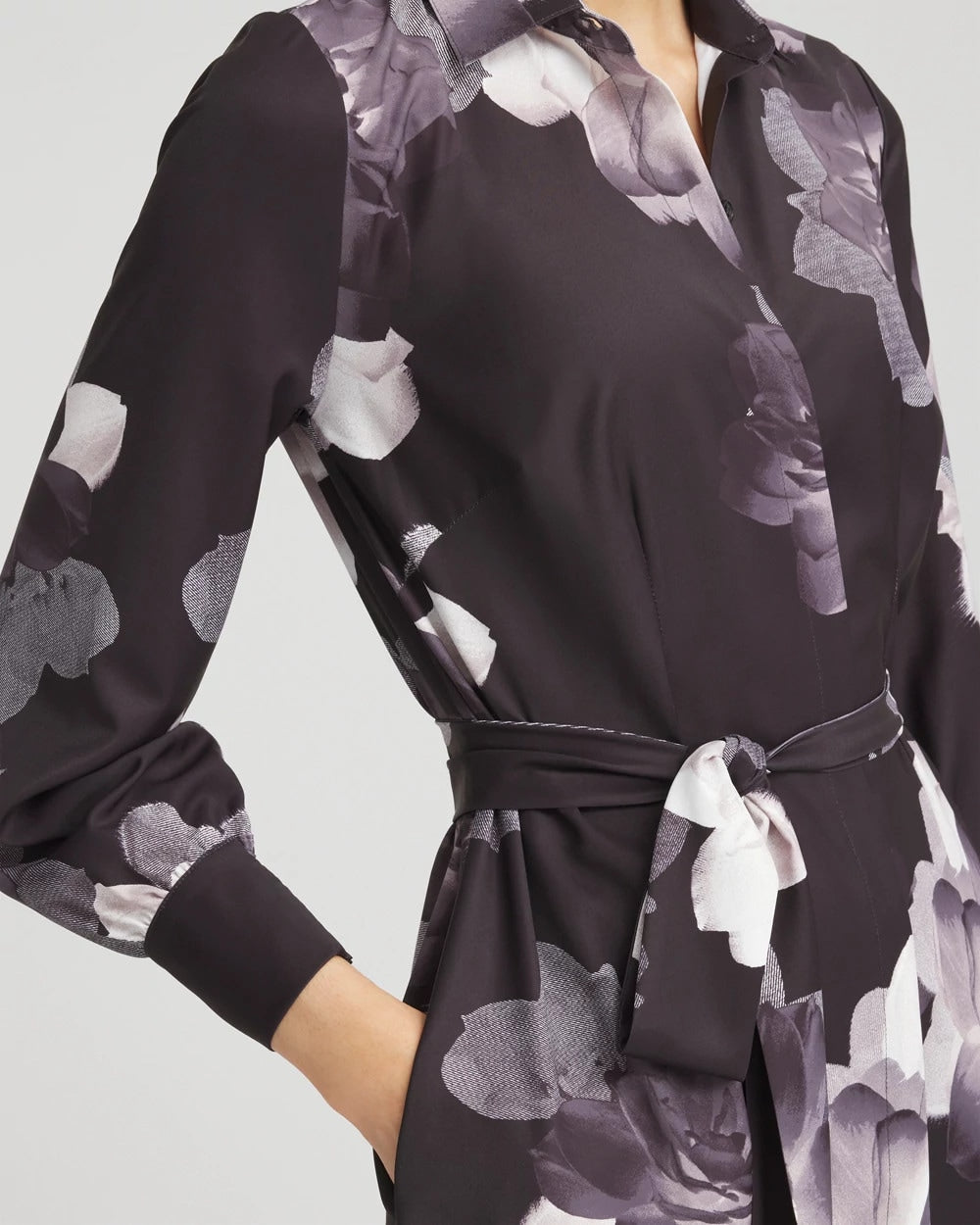 Chico's - Petite Floral Print Maxi Shirt Dress