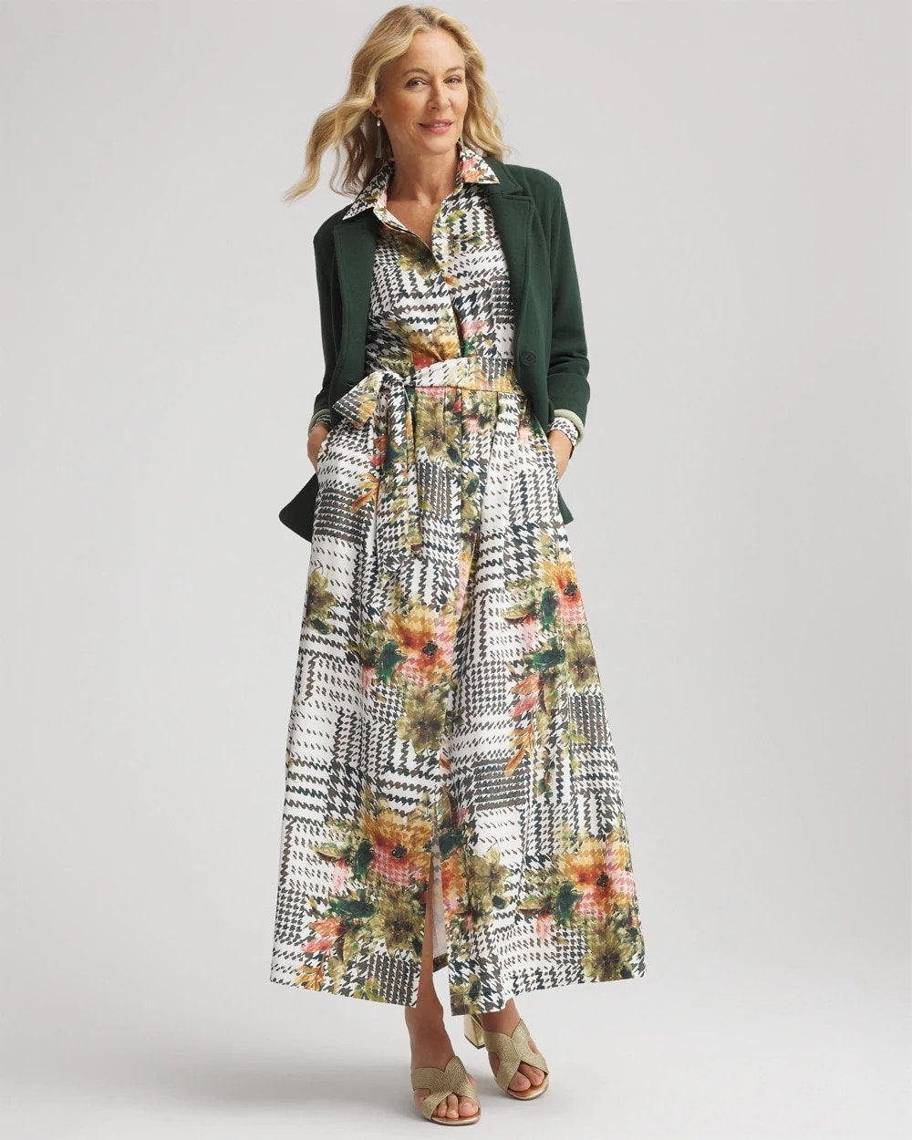 Chico's - Petite Artisanal Floral Print Maxi Shirtdress
