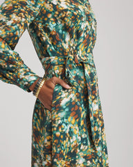Chico's - Petite Printed Long-Sleeved Shirtdress